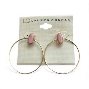 LC Lauren Conrad Gold Hoops with Pink Accent